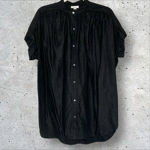 Wilfred Women’s Small Bertillio Button Down Tunic Black Viscose & Ramie‎ Neutral